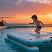 Hailebao Plateforme flottante gonflable portable en PVC pour sports nautiques 300x200x15cm, en tissu Drop-stitch, pour ponton, bateau de pêche, tapis aquatique