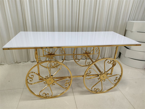 Carrito de barra de caramelo personalizado de acero inoxidable dorado de alta calidad, carrito de exhibición de dulces - Product Image 3