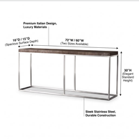 Table console moderne italienne de luxe en bois massif avec structure en acier inoxydable pour villa de luxe, hôtel, projet d'entrée