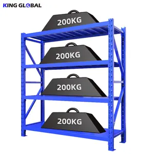 200 kg/capa ajustable Sheving 4 capas Boltless Metal Steel Racking Warehouse Storage Stacking Mold Racks para garaje