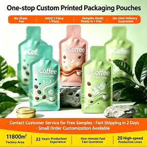 Custom Printed <b>Coffee</b> Packaging Pouches Spout Pouch Plastic Bags for Cold Brew Beverage Packaging - Product Image 1