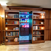 Bibliothèque coulissante moderne en bois avec porte Murphy dissimulée, gain de place pour salon et bureau à domicile