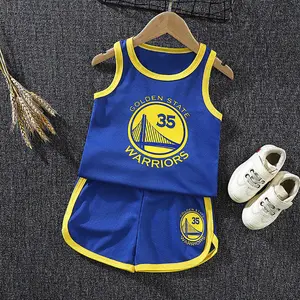 2021 été court dessin animé impression hauts tenues nouveau bébé Overstock sport basket-ball enfants vêtements nouveau-né maillot tenue enfant