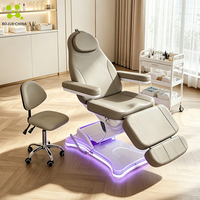 Table de massage électrique de luxe moderne pour salon de beauté, 3 moteurs, lumières LED, cuir PU, pour esthéticiennes, SPA, tatouage, soins du visage, portable