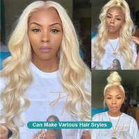 Wig gelombang tubuh India mentah warna pirang 613 rambut manusia renda depan tanpa lem hd Wig renda dengan rambut bayi 13x6 Wig rambut manusia