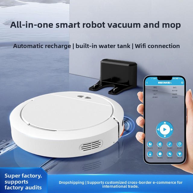 Smart Robot Vacuum Cleaner Fully Automatic Household Sweeping Suction Mopping Recharge WiFi Voice APP Cross-Platform