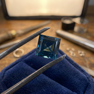 พลอยโทแพซลอนดอนบลูธรรมชาติเกรดพรีเมียม AAA ขนาด 12x12 มม. ทรง Asscher Cut เจียระไนเหลี่ยม สำหรับทำเครื่องประดับ แหวน จี้ - Product Image 2