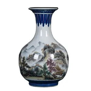 Quality Cheap Price Antique ming reproduction chinese blue and white porcelain vase with landscape painting