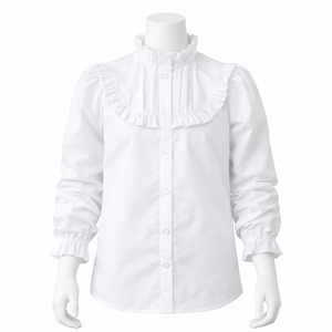Blusa Escolar de Popelina de Algodón Blanca para Niñas, Ajustada, de Manga Larga, Elegante, Camisa Escolar para Estudiantes - Product Image 4