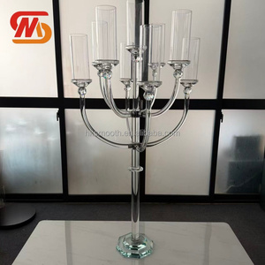 SMOOTH Wholesale Events Party Decoration Durable 9 Arms Clear Crystal Wedding <b>Candlestick</b> - Product Image 3