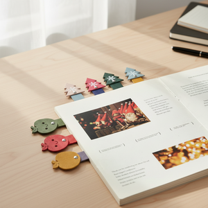 Marcapáginas de Cuero PU con Diseño de Árbol de Navidad, Marcapáginas con Forma de Árbol de Nieve, Marcapáginas con Forma de Manzana Roja - Product Image 3