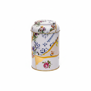 กระป๋อง1.2L โลหะทรงกลมขนาด105X150มม. พร้อมฝาโดม kintsugi ลายดอกไม้เส้นใยทองแบบ kintsigi - Product Image 2