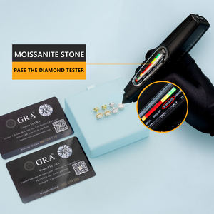 Pendientes de Plata de Ley con Halo de Moissanita VVS GRA Certificada, 2CT 1CT 3CT, con Certificado de Diamante, para Hombre y Mujer, Estilo Hiphop - Product Image 4