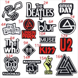 Hot Sale Computer Embroidered Iron on White Black Rock <b>Band</b> Letter Patches - Product Image 1