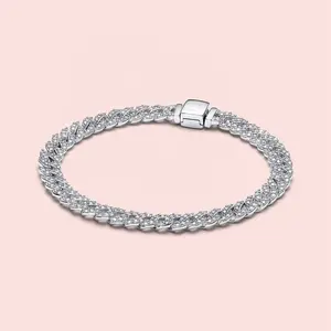 New Wholesale Sterling Silver S925 Pandor Timeless Pave Chain Bracelet