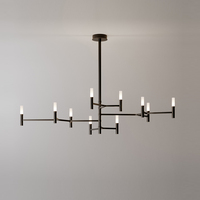 Lustre LED moderne 9 bras en forme de pieuvre, anti-éblouissement, élégant, en laiton antique, installation suspendue, lumière chaude douce 2700K