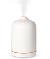 Diffuseur d'aromathérapie en céramique 60ML avec 7 lumières de couleur Diffuseur d'huiles essentielles à arrêt automatique par ultrasons pour bureau à domicile Blanc