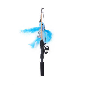 Retractable Cat Teaser Wand Toy, Cat Toys for Indoor Outdoor Cats Interactive Fishing <b>Rod</b> With 5 Pcs Refills Feather Toy - Product Image 6
