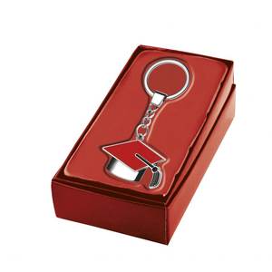 Llavero Personalizado con Logotipo Rojo, Borla Negra y Material Metálico - Product Image 3