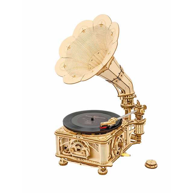 Robotime Rokr Handmade Assembled Toys LKB01 Classical Gramophone Wooden DIY 3D Puzzles