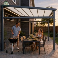 Pergola pliante en PVC de qualité commerciale, motorisée, imperméable, avec toit rétractable, auvent pour villa, jardin, cour, maison