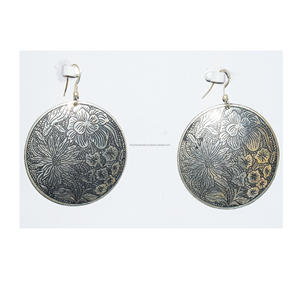 2005 West Virginia Rustic Circle <b>Dangle</b> <b>Earrings</b> Jewelry Hammered Leather painted drop <b>earrings</b> pink Ladies <b>Gold</b> Africa Jewelry - Product Image 4