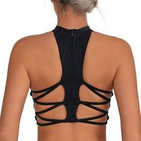 Soutien-gorge de sport pour femme en maille transparente, avec armatures, haute élasticité, résistant aux chocs, couche de base, ajouré, pour le yoga et le fitness