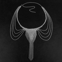 BDSM Fetisch Damen Funkelndes Strass IPX7 Wasserdichtes Körper-Harness-Schmuckset Brust-Nippel-Klitoris-Stimulationskette