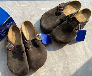 Birkenstocks, cómodos zuecos de corcho con punta cerrada de ante de vaca para hombre, mocasines, mulas de cuero genuino para exteriores, zapatillas deslizantes de verano - Product Image 4