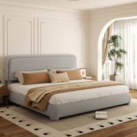Cadre de lit convertible moderne de luxe en flanelle rembourré, avec housse amovible, base métallique durable et design peu encombrant