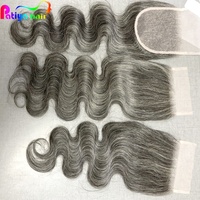 Vente chaude 2025 nouveaux produits capillaires noirs mélangés gris faisceaux de cheveux corps ondulé sel et poivre couleur cheveux humains frontaux fermetures