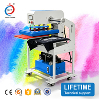 Presse à chaud hydraulique à double poste de travail à glissière automatique pour sublimation, idéale pour l'impression par transfert thermique sur T-shirts, sweats à capuche et DTF