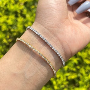 Charm de Plata de Ley 925 para Mujer, con un solo filo de circonitas de 2mm, estilo tenis, a la moda - Product Image 2