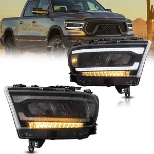 Rakitan Lampu Utama Mobil PK untuk 2019-2023 Dodge RAM 1500 dengan Reflektor Sinyal Belok Berurutan Lampu Depan LED Penuh
