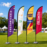 Drapeau plume en polyester imprimé sur mesure, drapeau de plage, bannière volante en forme de larme pour la publicité extérieure, événements promotionnels, vente en gros