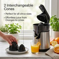 Presse-agrumes électrique portable 140W pour la maison, avec deux cônes interchangeables, pour oranges et citrons, presse-agrumes automatique
