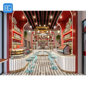 <span class=keywords><strong>Comptoir</strong></span> de caisse en bois pour café, unité de présentation de desserts, <span class=keywords><strong>vitrine</strong></span> à pâtisserie, espace de vente de pain – Solution complète pour l'aménagement de café - Product Image 2