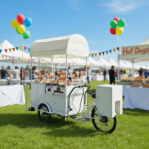 Triciclo de Comida con Estructura de Acero Resistente, Carrito de Café Móvil con Toldo Duradero - Product Image 1