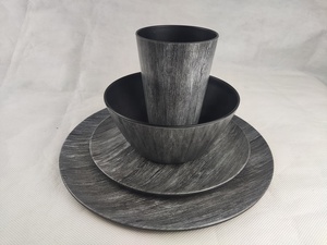 Juego <span class=keywords><strong>de</strong></span> Platos y Tazones <span class=keywords><strong>de</strong></span> Plástico con Diseño <span class=keywords><strong>de</strong></span> Madera Negra, 12 o <span class=keywords><strong>16</strong></span> <span class=keywords><strong>Piezas</strong></span>, <span class=keywords><strong>Vajilla</strong></span> <span class=keywords><strong>de</strong></span> <span class=keywords><strong>Melamina</strong></span> para Cocina, Venta al Por Mayor - Product Image 5