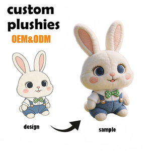 Juguetes de conejo de peluche suaves personalizados con relleno de algodón PP Diseño lindo y de moda para aliviar el estrés de cumpleaños - Product Image 1