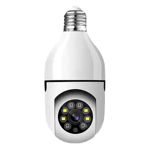 热销智能家居灯泡灯wifi 2MP摄像机360度pnaoramic无线红外安全VR闭路电视摄像机