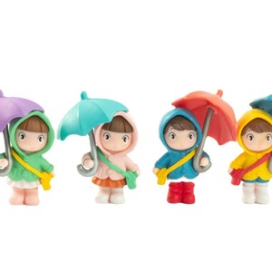 Rainy Girl With Umbrella <b>Miniature</b> Figurine Plastic Garden Ornament Desktop Decoration Indoor Outdoor Use - Product Image 1