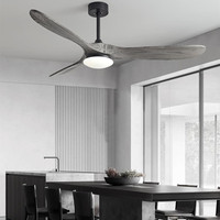 Ventilateur de plafond LED en bois massif JYLIGHTING 42/52 pouces, design moderne, moteur AC, télécommande, éclairage décoratif pour salon