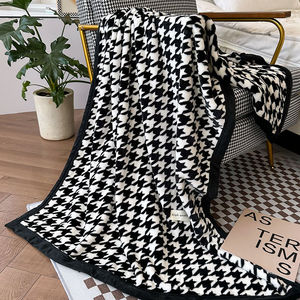 Coral Fleece Blanket Rectangular Winter Anti-Pilling Modern Style White Sofa Bed Cover Up - Product Image 4