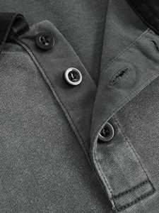Polo en coton Oxford uni surdimensionné pour homme avec col contrastant, manches courtes, coupe décontractée - Product Image 3