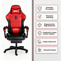Chaise de jeu ergonomique moderne, chaise pivotante en cuir PU, conforme à l'ergonomie, inclinaison réglable, adaptée aux joueurs