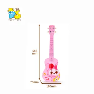 Cute cartoon pink ukulele guitar kids favorite musical instruments toys play funny songs