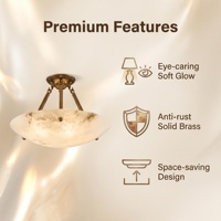 Lustre LED en albâtre espagnol de 40 cm, style OEM/ODM, en métal doré, luminaire suspendu de luxe personnalisé pour salon et salle à manger