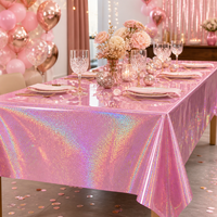Nappe en PEVA rose vif scintillante, imperméable, jetable, rectangulaire, en plastique, pour dîner de Noël, banquet, fête