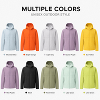 Veste softshell unisexe pour adultes, coupe-vent, résistante à l'eau, légère, à capuche, fermeture éclair, randonnée en plein air, trekking, logo personnalisé OEM